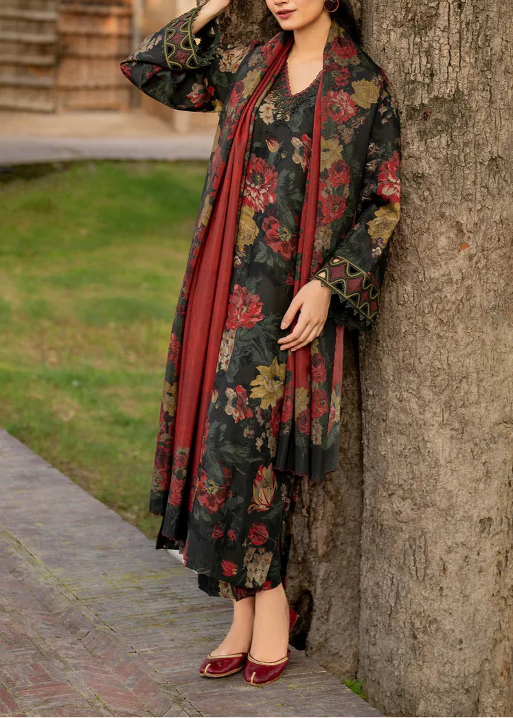 Grace W591-Printed 3pc karandi Dress With Printed karandi Shawl.