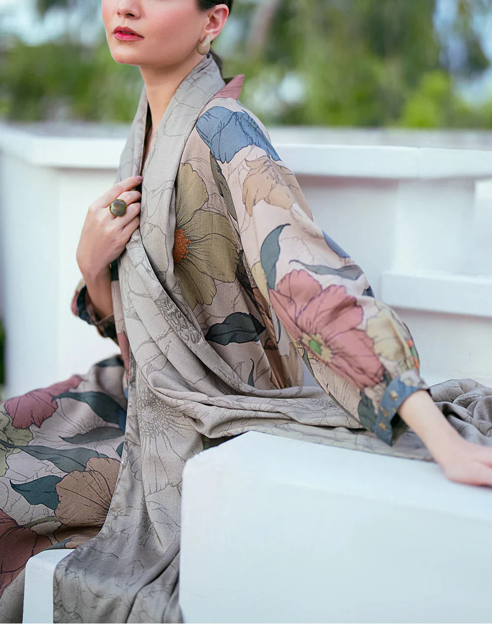 Grace W603-Printed 3pc karandi Dress With Printed karandi Shawl.