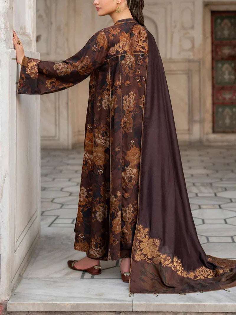 Grace W592-Printed 3pc karandi Dress With Printed karandi Shawl.