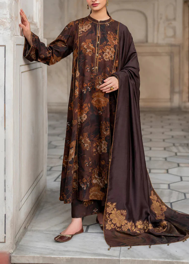 Grace W592-Printed 3pc karandi Dress With Printed karandi Shawl.