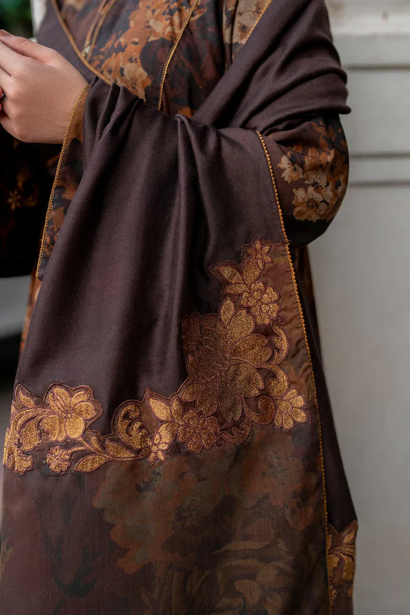Grace W592-Printed 3pc karandi Dress With Printed karandi Shawl.