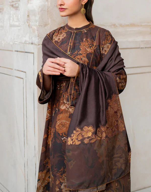 Grace W592-Printed 3pc karandi Dress With Printed karandi Shawl.