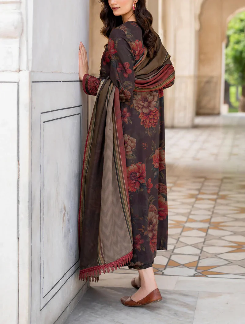 Grace W578-Printed 3pc karandi Dress With Printed karandi Shawl.