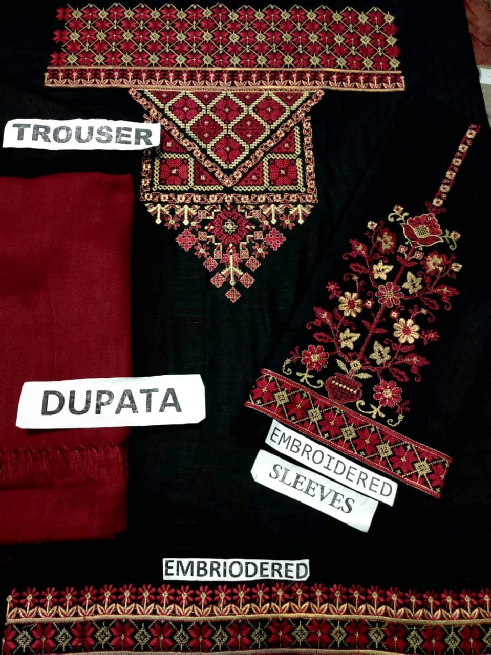 Grace W163-Embroidered 3pc Marina dress with marina shawl.