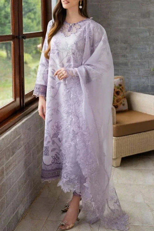 Grace S735-Digital Printed 3pc Lawn dress with Embroidered Organza dupatta.