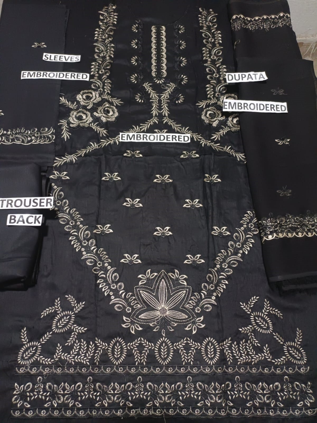 Grace W109 -Embroidered 3pc marina dress with embroidered chiffon dupatta