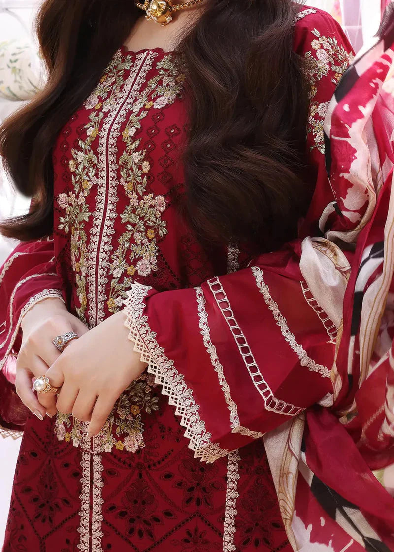 Grace S671 -Shifli Embroidered 3pc lawn dress with Digital Printed silk dupatta.