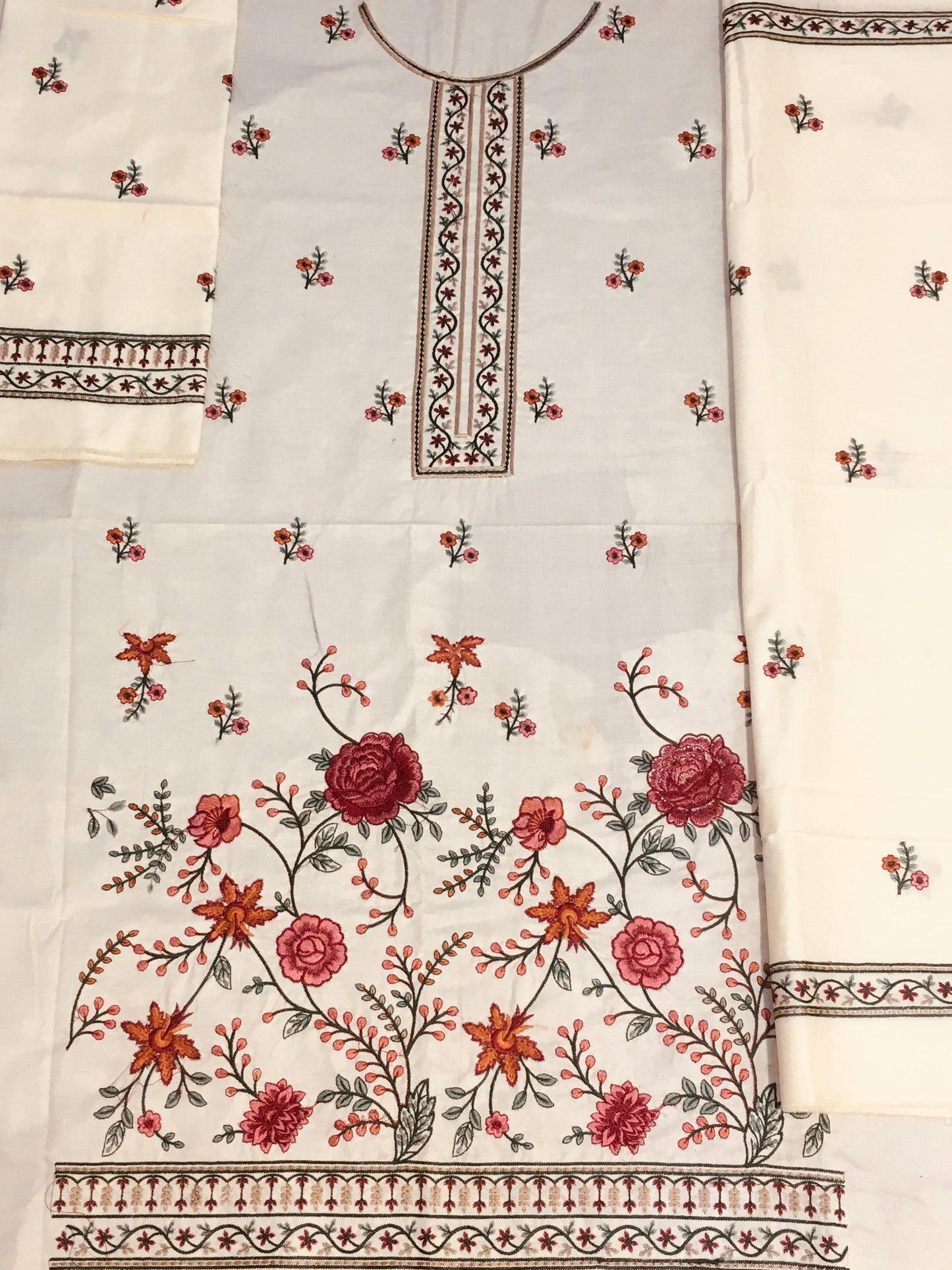 Grace W238-Embroidered 3pc marina dress with Embroidered marina shawl.