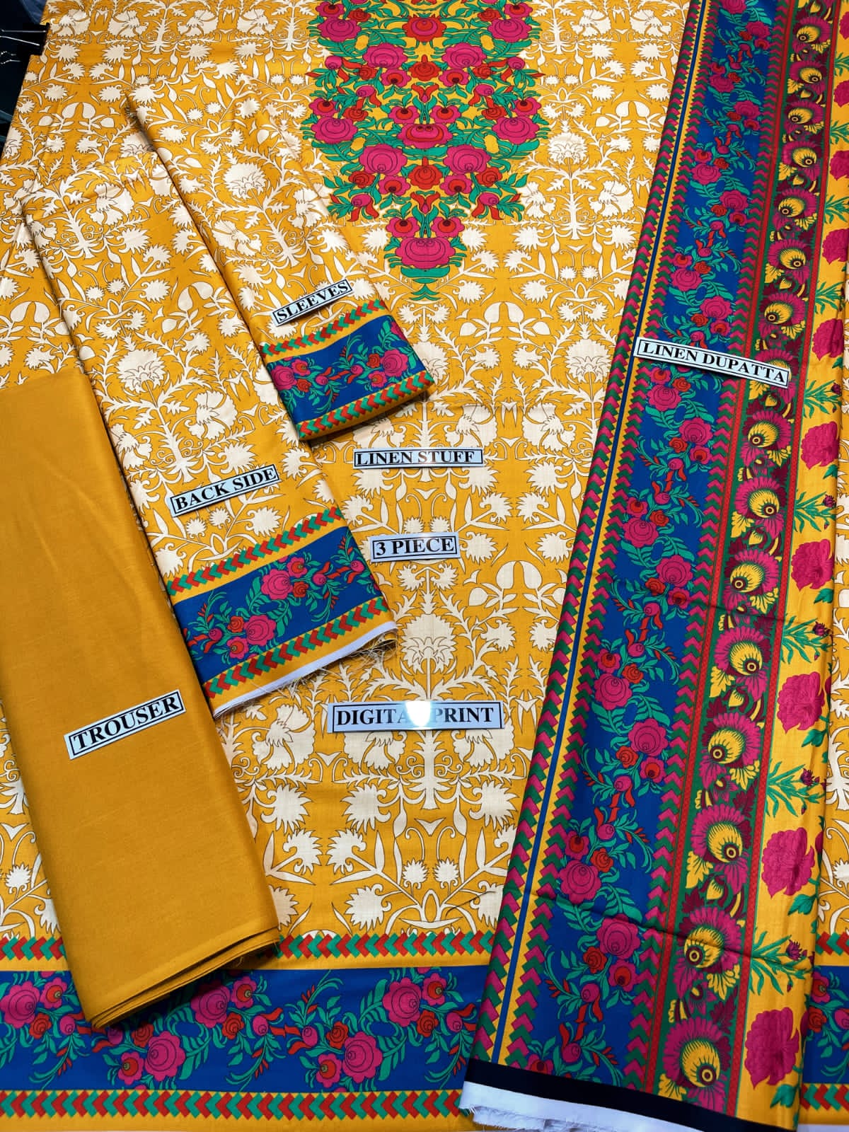 Grace W258- Digital Printed 3pc linen dress with Printed Linen dupatta.